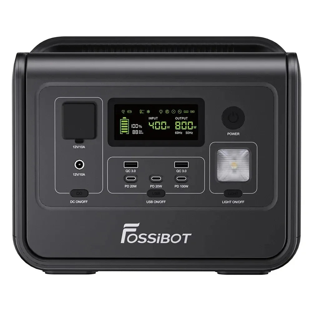 FOSSiBOT-estación de energía portátil F800, generador Solar LiFePO4 de 512WH, salida de CA de 800W, entrada Solar máxima de 200W