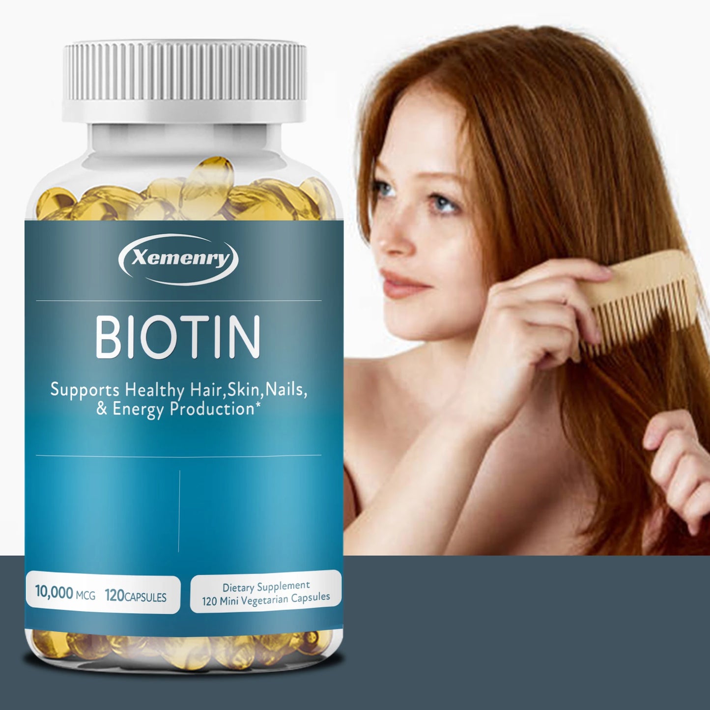 Biotin 10000mcg - Maximum Strength, Promotes Healthy Hair, Skin, Nails, Bone and Joint Health - 120 Capsules