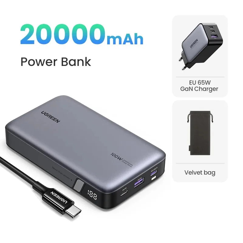 UGREEN 140W Power Bank Portable 25000mAh PD Fast Charging PowerBank for Laptop Notebook Xiaomi 13 Fast Charge External Battery