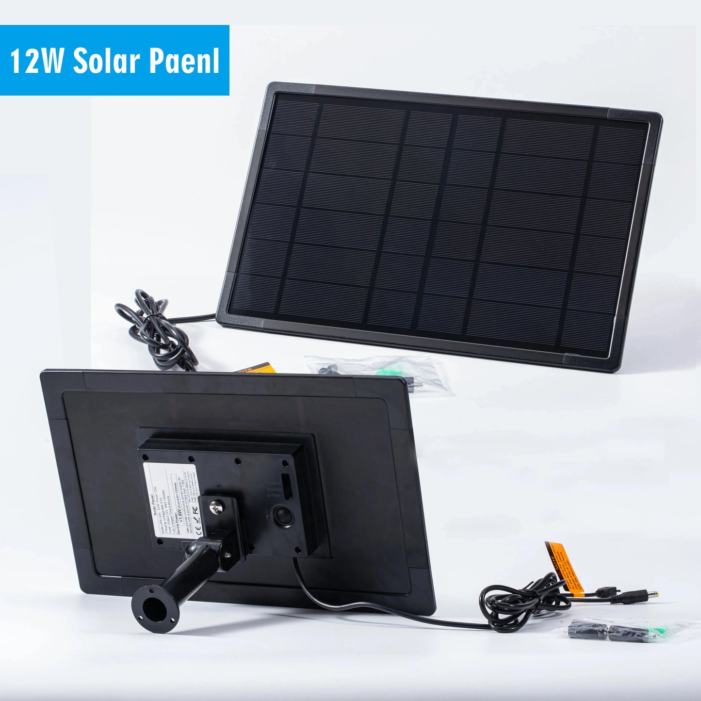 12w Mini Solar Panel Powered 18650 Battery Outdoor Waterproof Charger USB TypeC DC 5V 12V 1A 4G Router RF433 Alarm Wifi Camera