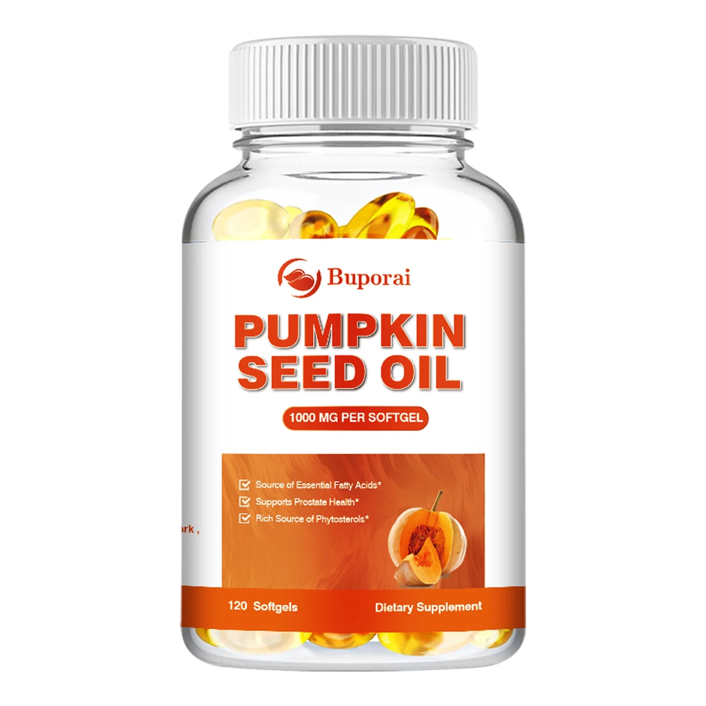 Pumpkin Seed Oil Capsules - Supports Prostate, Urinary Tract, Bladder Health, and Promotes Hair Growth - 120 Capsules