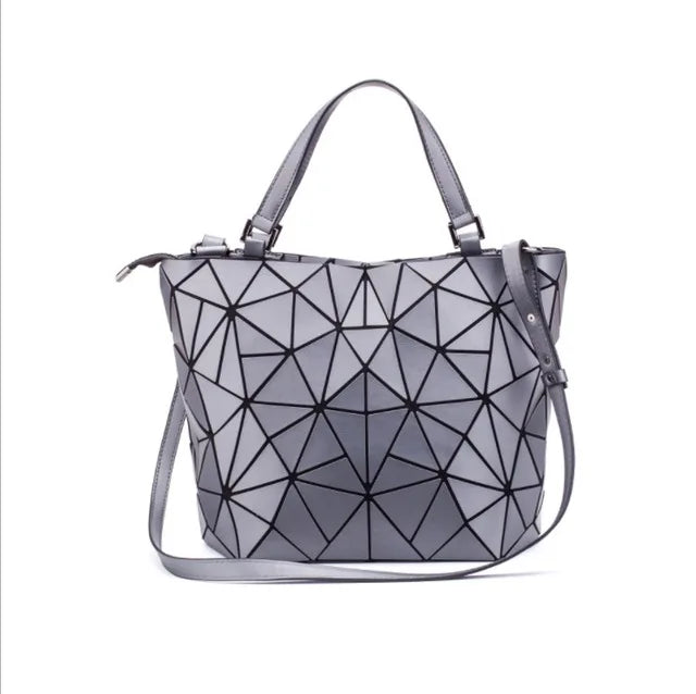 Luminous reflective  Bag Geometric Tote Folding Shoulder Bags for women 2024 Plain Folding Handbags sac a main Female Bolsas