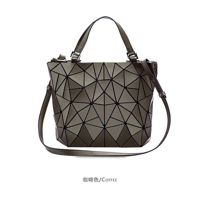 Luminous reflective  Bag Geometric Tote Folding Shoulder Bags for women 2024 Plain Folding Handbags sac a main Female Bolsas