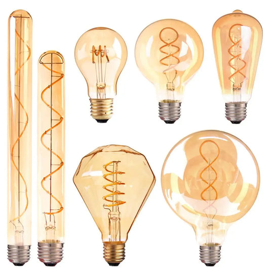 E27 LED Bulb 220V Dimmable Vintage Spiral LED Filament Light Bulb A19 4W Retro Incandescent Decoration Led Lighting Lamp Ampoule