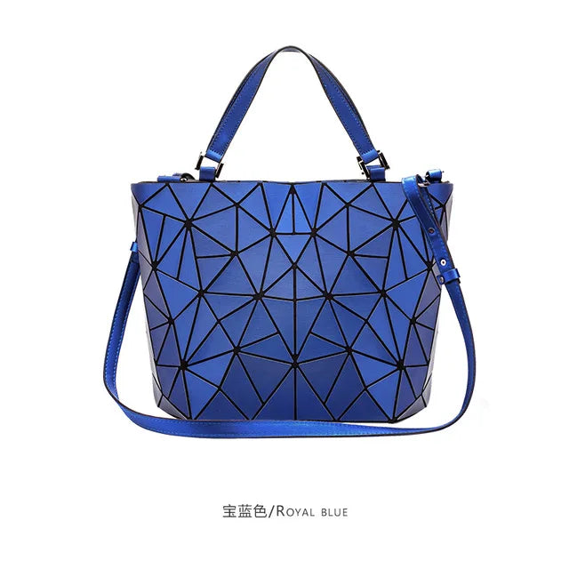 Luminous reflective  Bag Geometric Tote Folding Shoulder Bags for women 2024 Plain Folding Handbags sac a main Female Bolsas