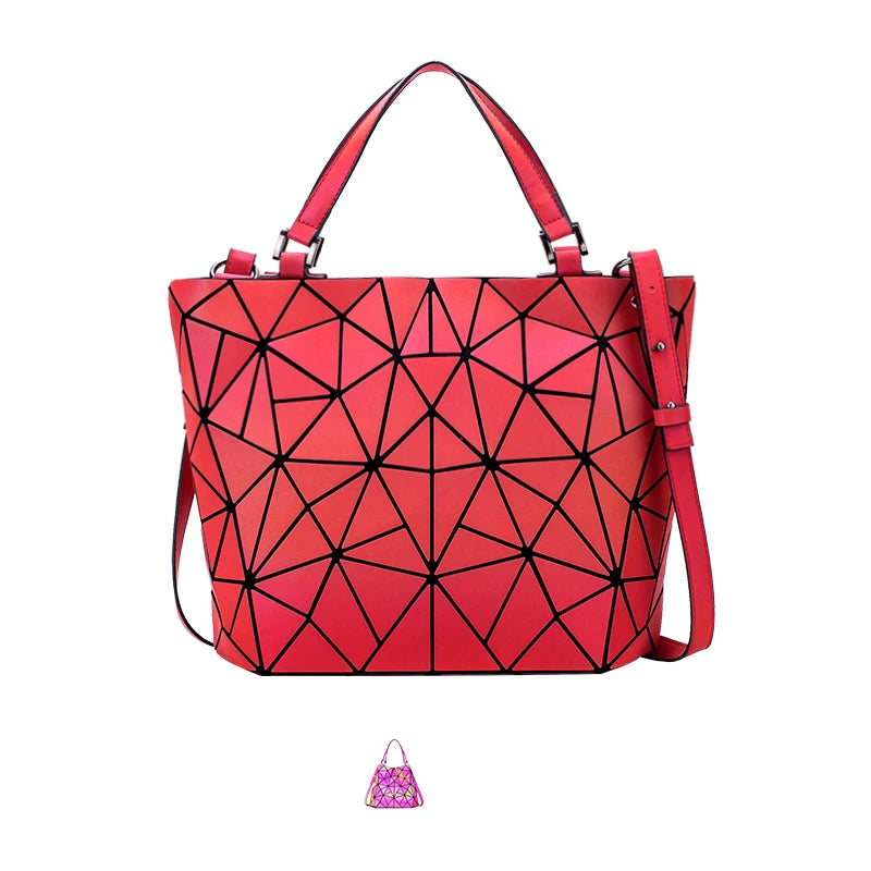 Luminous reflective  Bag Geometric Tote Folding Shoulder Bags for women 2024 Plain Folding Handbags sac a main Female Bolsas