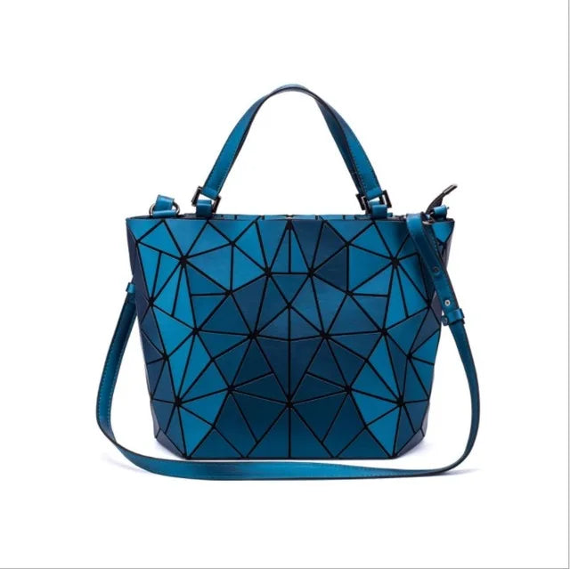 Luminous reflective  Bag Geometric Tote Folding Shoulder Bags for women 2024 Plain Folding Handbags sac a main Female Bolsas