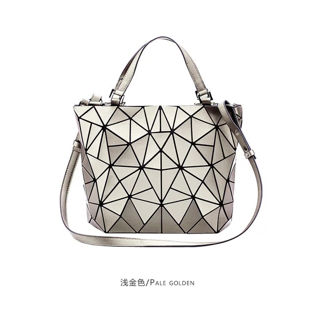 Luminous reflective  Bag Geometric Tote Folding Shoulder Bags for women 2024 Plain Folding Handbags sac a main Female Bolsas