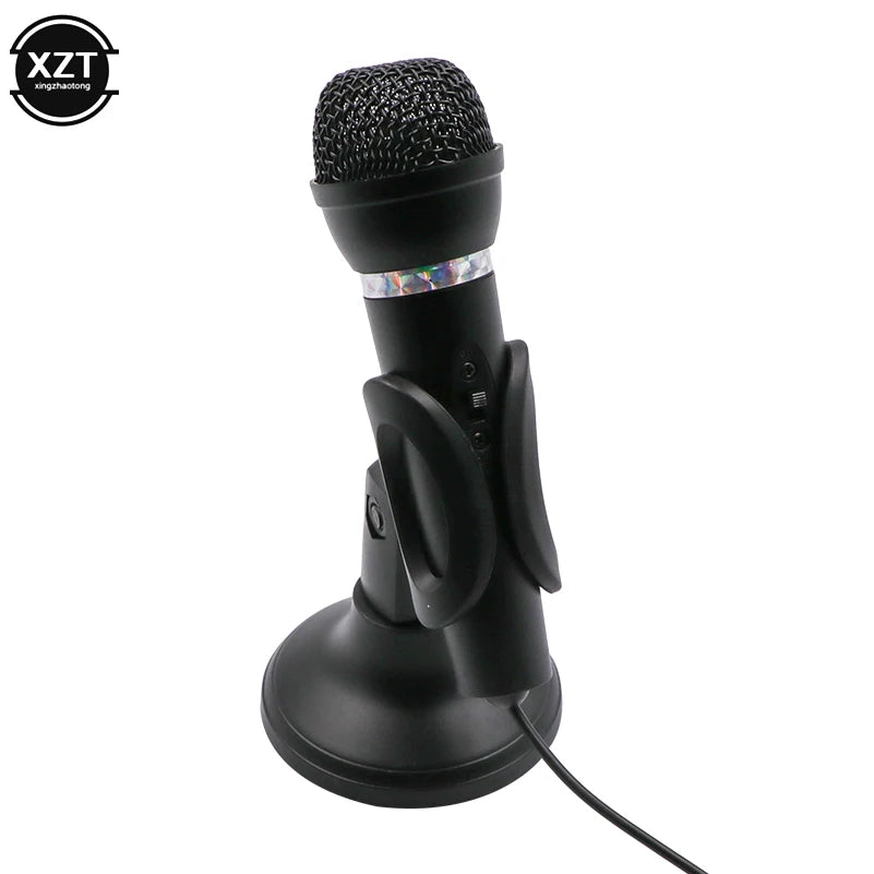 NEW Condenser Microphone Handheld 3.5mm Plug with MIC Desktop Stand for PC YouTube Video Skype Chatting Gaming Podcast Recording