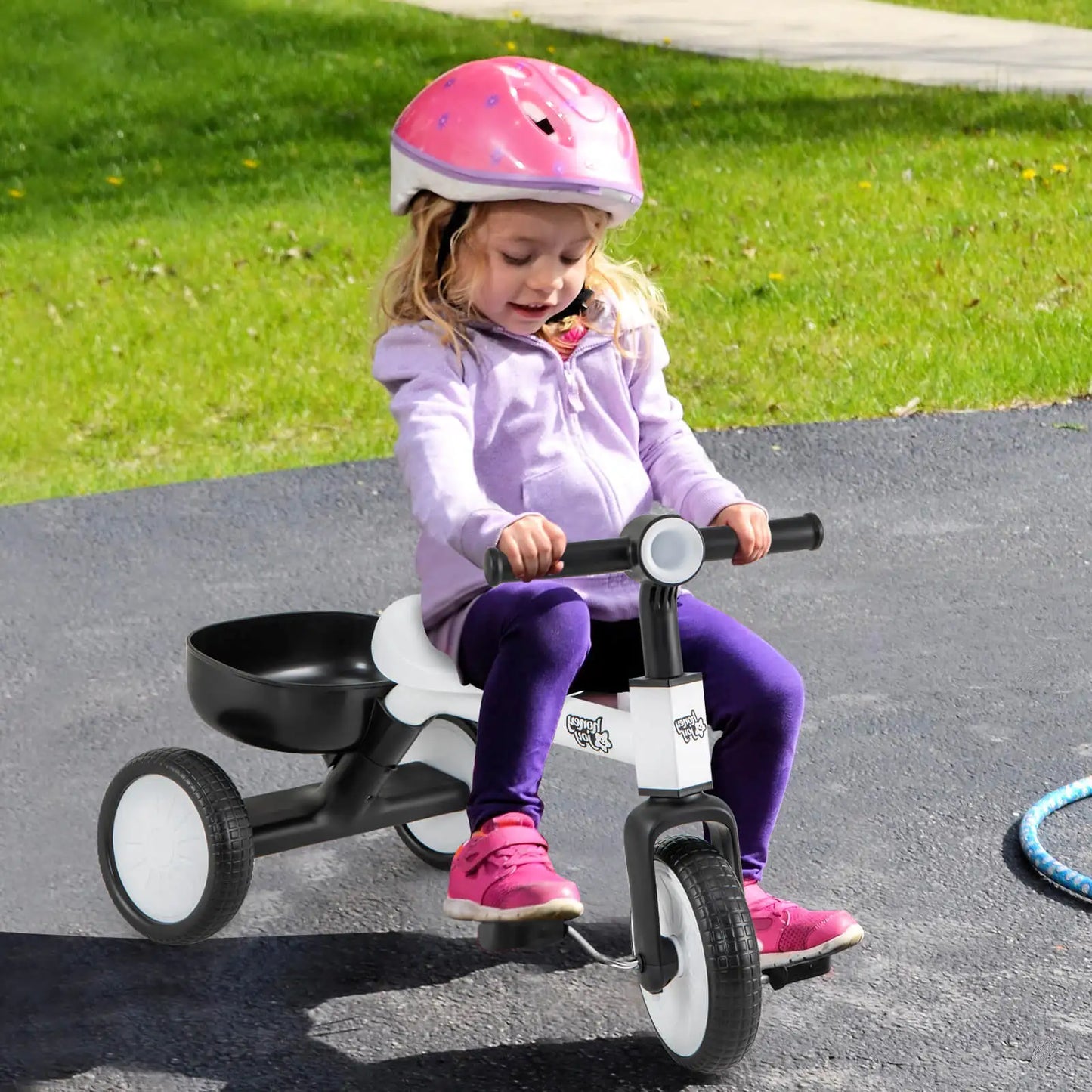 2-In-1 Kids Tricycle Auxiliary Balance Bike w/Detachable Pedals Toddler Tricycle