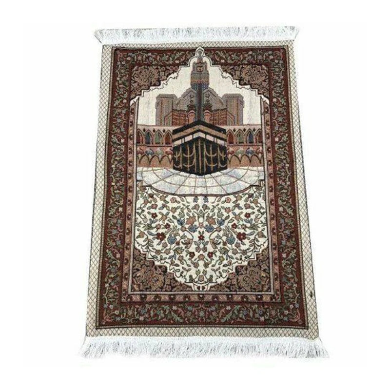 HOLAROOM Muslim Carpet Blanket Prayer Rug Tapete with Tassel Islamic Mat Thin Small Blanket Portable Lap Rugs Home Decoration