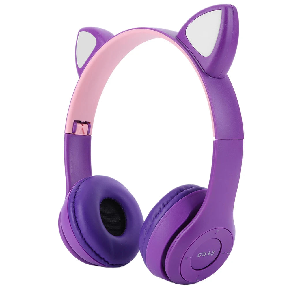 Flash Light Cat Ear Earphone Voice Control Bluetooth-Compatible Cute Cat Ears Wireless Headphone Kids Girls Stereo Music Headset