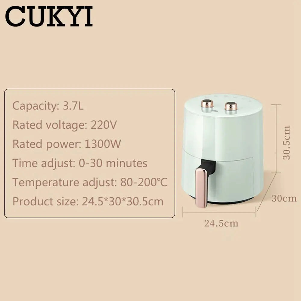 CUKYI 3.7L 1300W Electric Air Fryer Baking Oven Automatic Cooking Machine French Fries Maker Fruit Dryer BBQ Tools Oil Free 220V