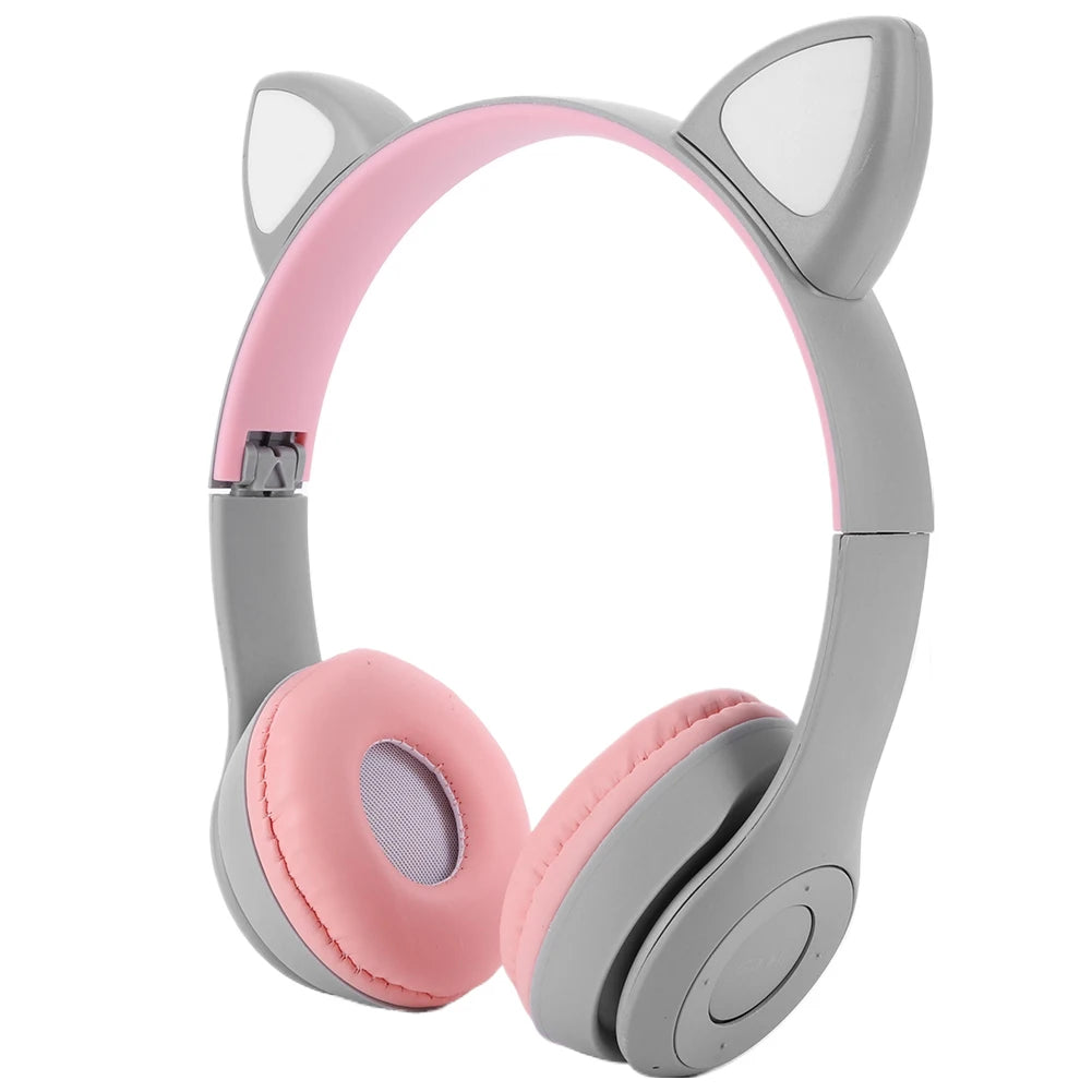 Flash Light Cat Ear Earphone Voice Control Bluetooth-Compatible Cute Cat Ears Wireless Headphone Kids Girls Stereo Music Headset