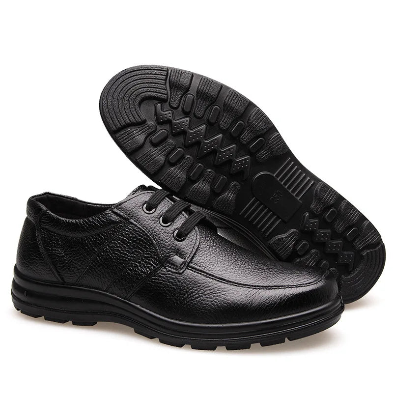 New High Quality Genuine Leather Shoes Men Flats Fashion Men's Casual Shoes Brand Man Soft Comfortable Lace up Black ZH740