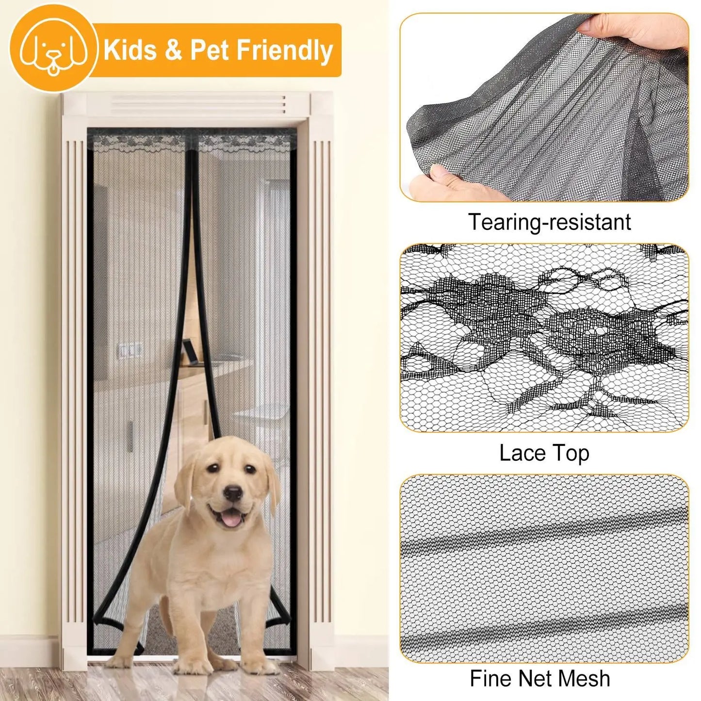 Magnetic Mesh Curtain Hands-free Fly Mesh Door Curtain