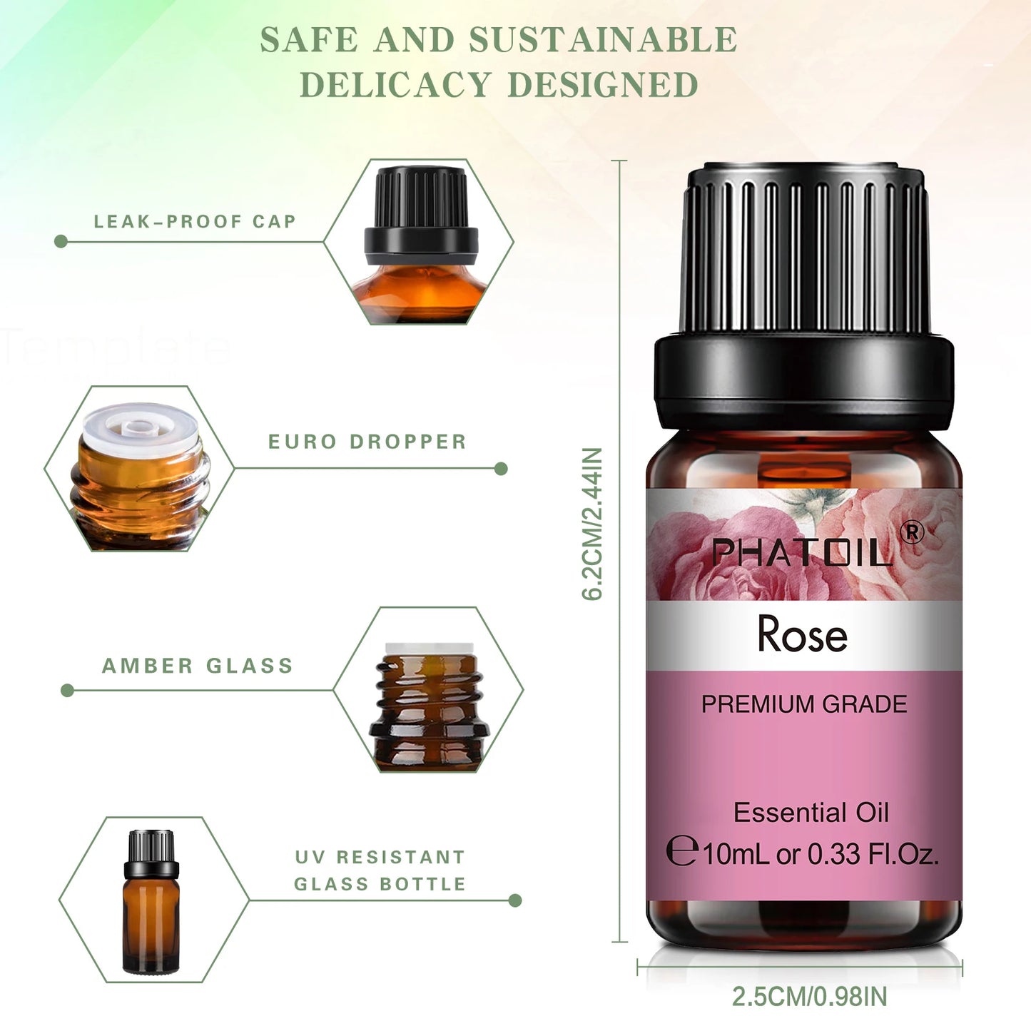 10ml Rose Essential Oils Pure Natural for Diffuser humidifier Aromatherapy Jasmine Vanilla Aroma Oil for Candles Soap Making