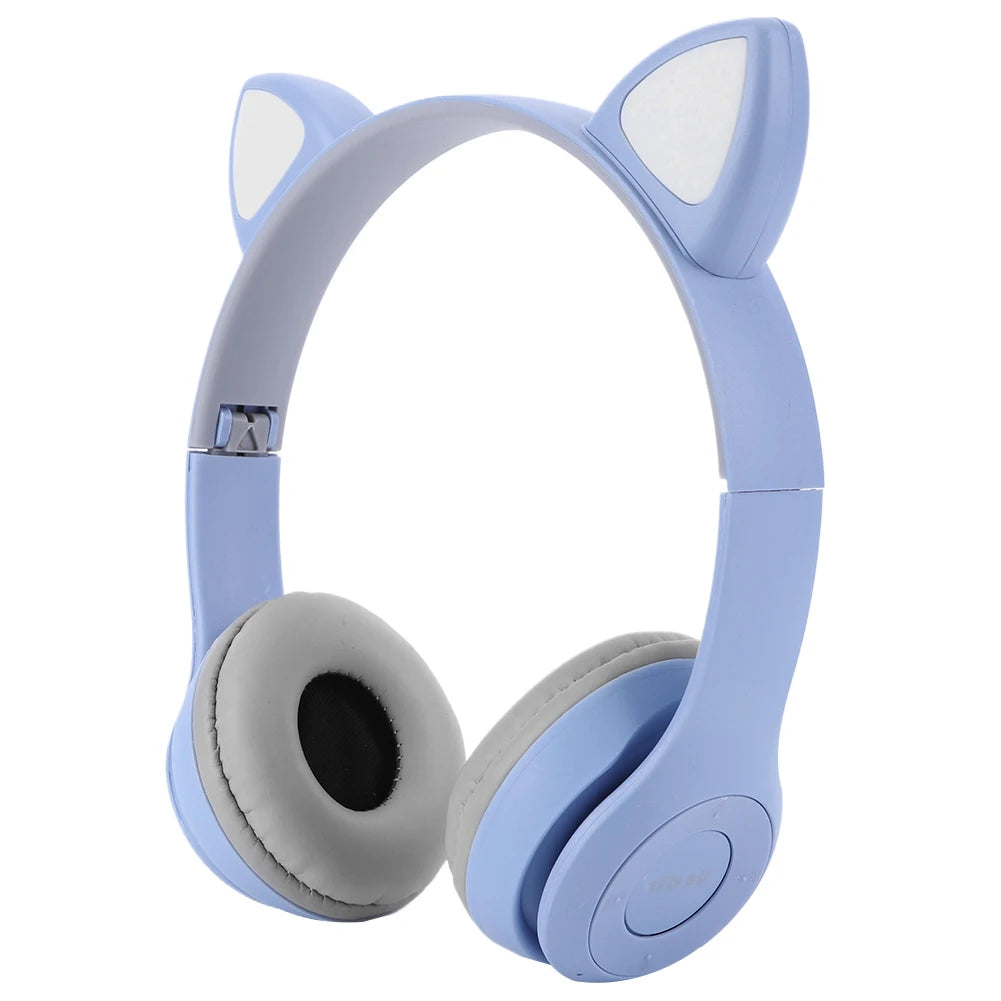 Flash Light Cat Ear Earphone Voice Control Bluetooth-Compatible Cute Cat Ears Wireless Headphone Kids Girls Stereo Music Headset