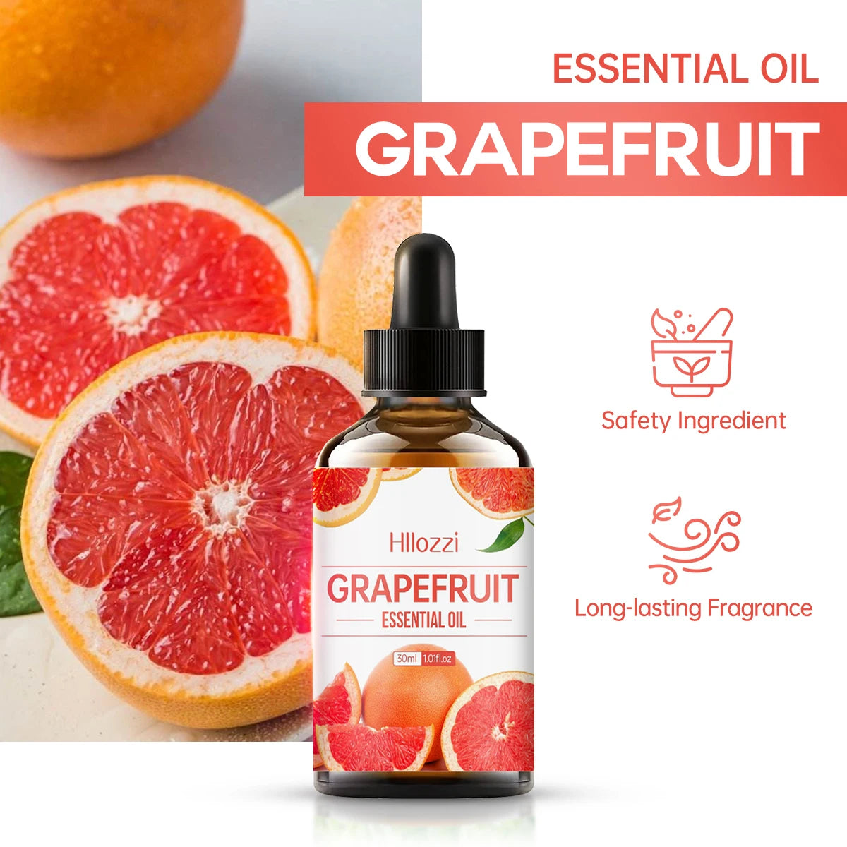 Grapefruit essential oil for body massage, aromatherapy diffuser, humidifier, alcohol-free, suitable for all skin types