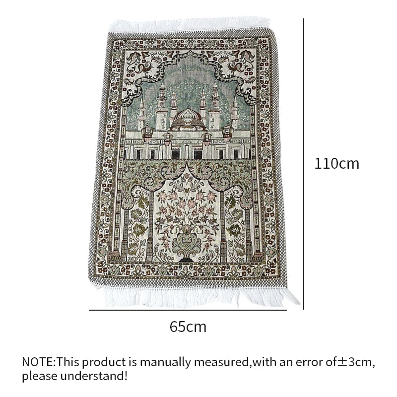 HOLAROOM Muslim Carpet Blanket Prayer Rug Tapete with Tassel Islamic Mat Thin Small Blanket Portable Lap Rugs Home Decoration