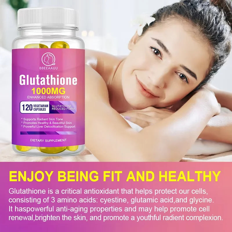 BBEEAAUU Glutathione Capsules Support Skin Whitening Improve Dullness Anti-wrinkle and Anti-aging Detox Liver Health