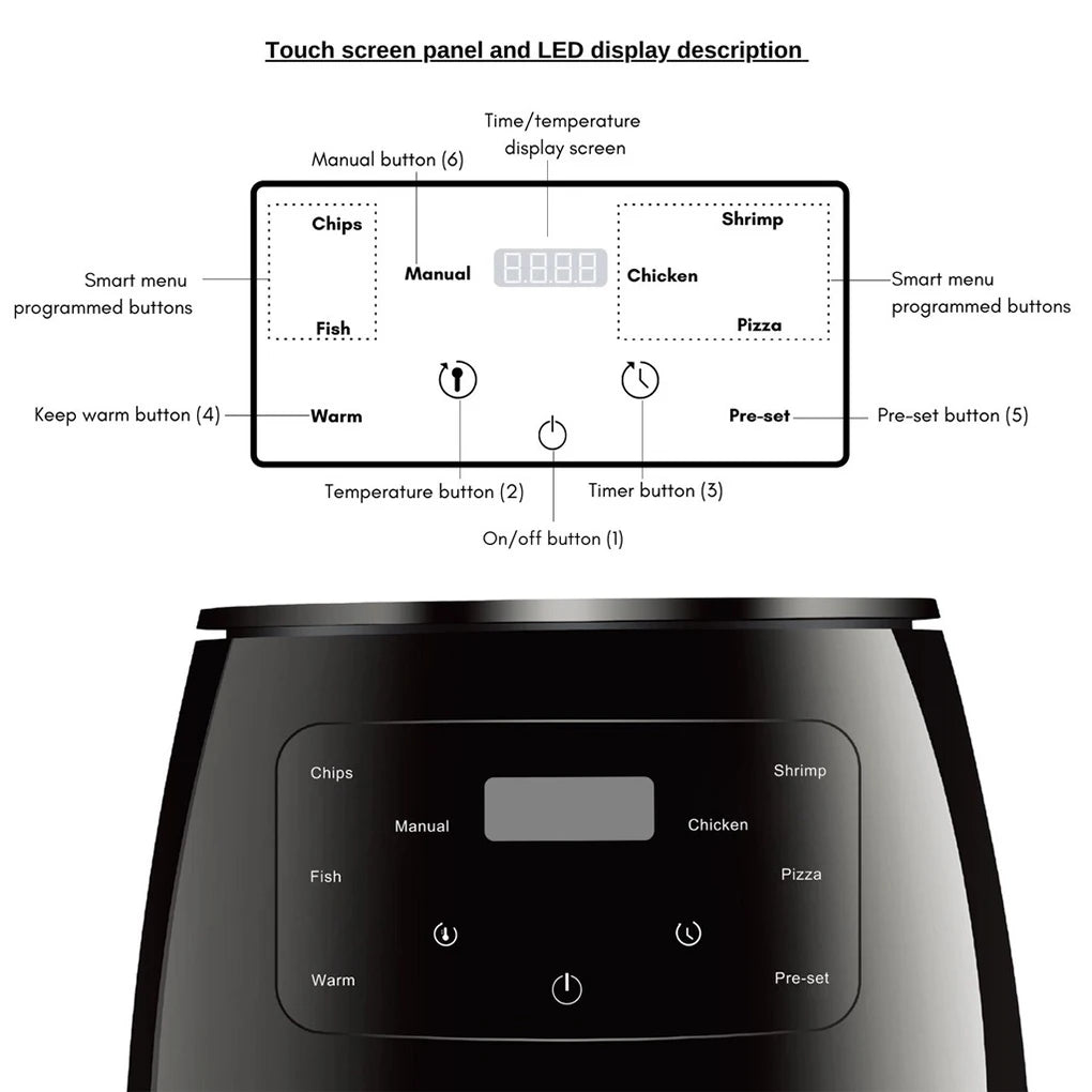 6L Electric Air fryer Multi-functional Intelligent Touch Screen Oven Large Capacity Mechanical Deep Fryer For Home Airfryer