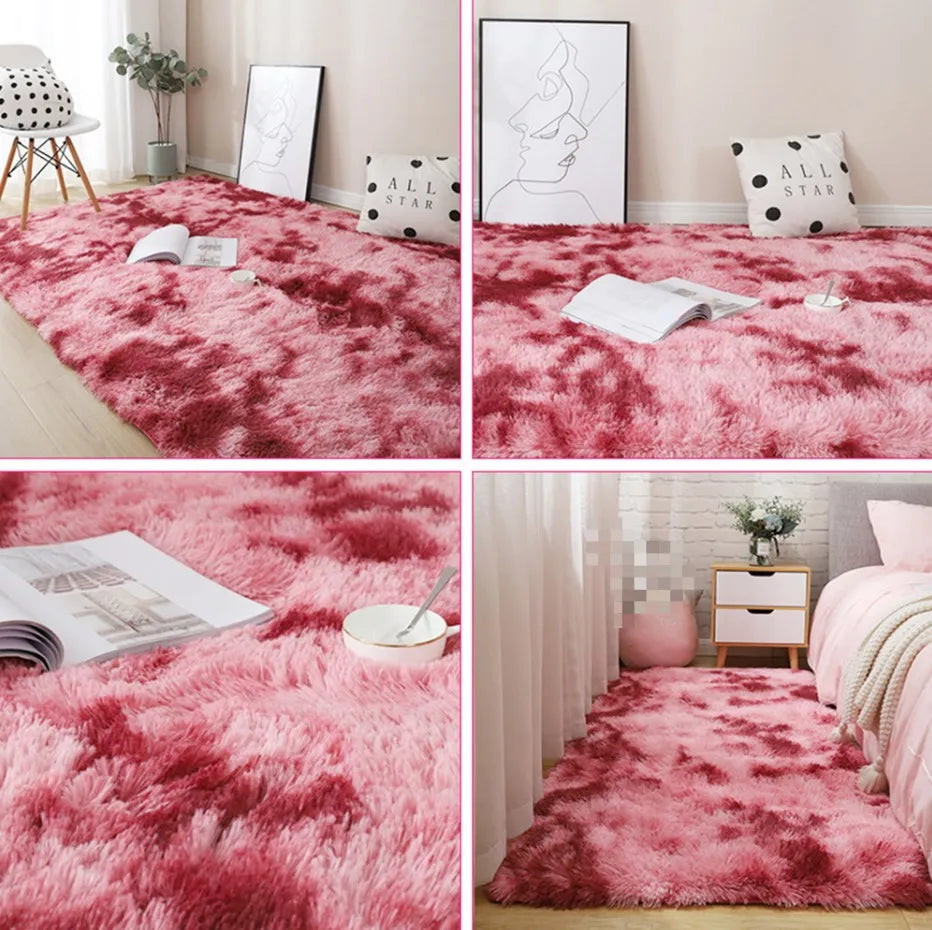 40x60cm Carpet Tie Dyeing Plush Soft Floor Mat for Living Room Bedroom Anti-slip Rug