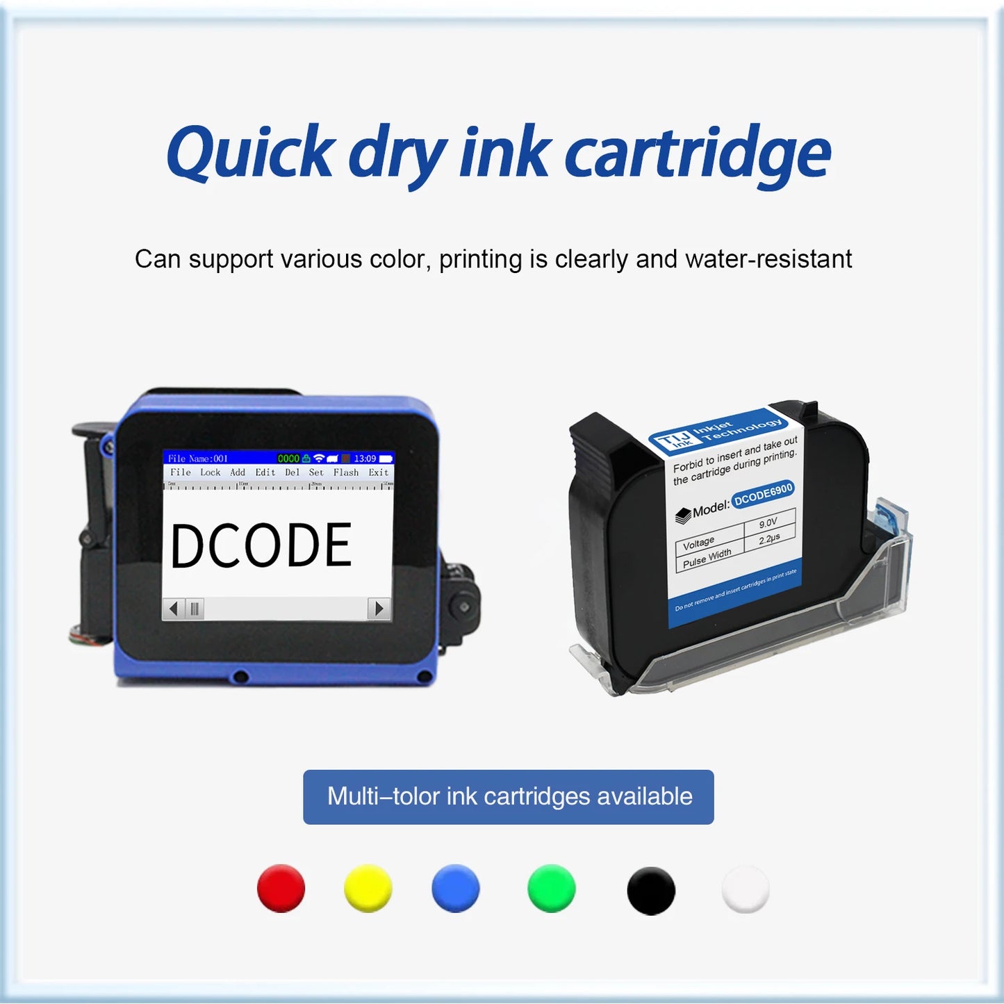 DCODE DC12 12.7mm Portable Mini Printer Split Mini Inkjet Printer Text QR Barcode Image Batch Number Logo Date Coding Machine