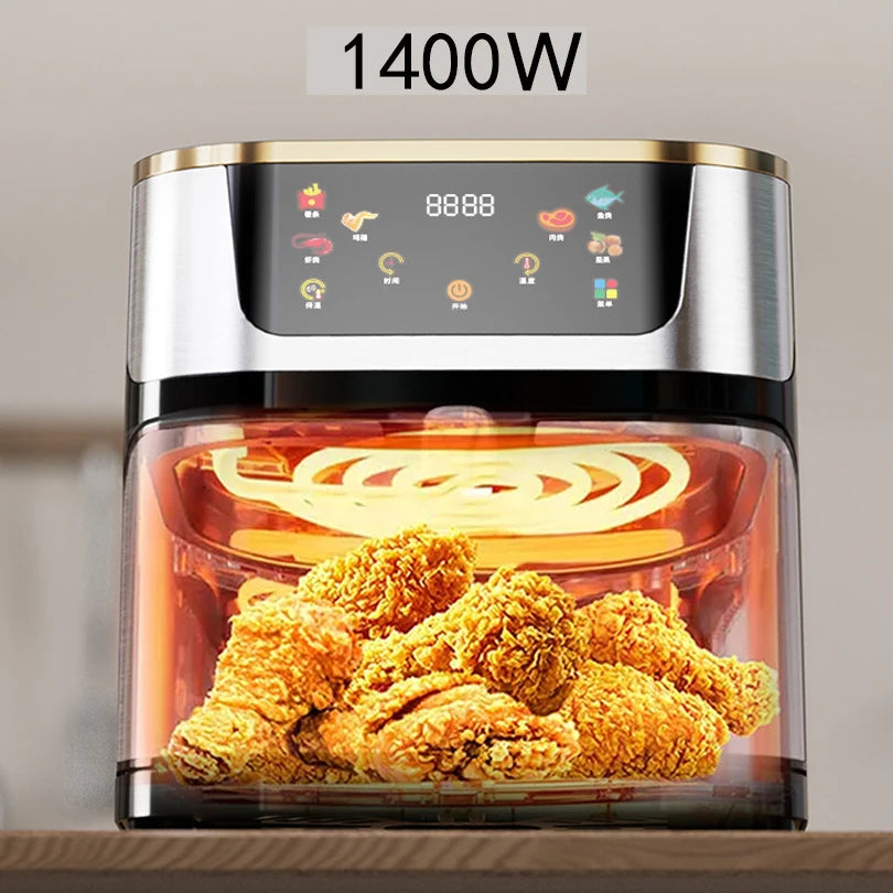 10L Smart Air Fryer Electric visual window Oil-free Air Fryer Automatic Household Kitchen 360°Baking Convection Oven Air Fryers