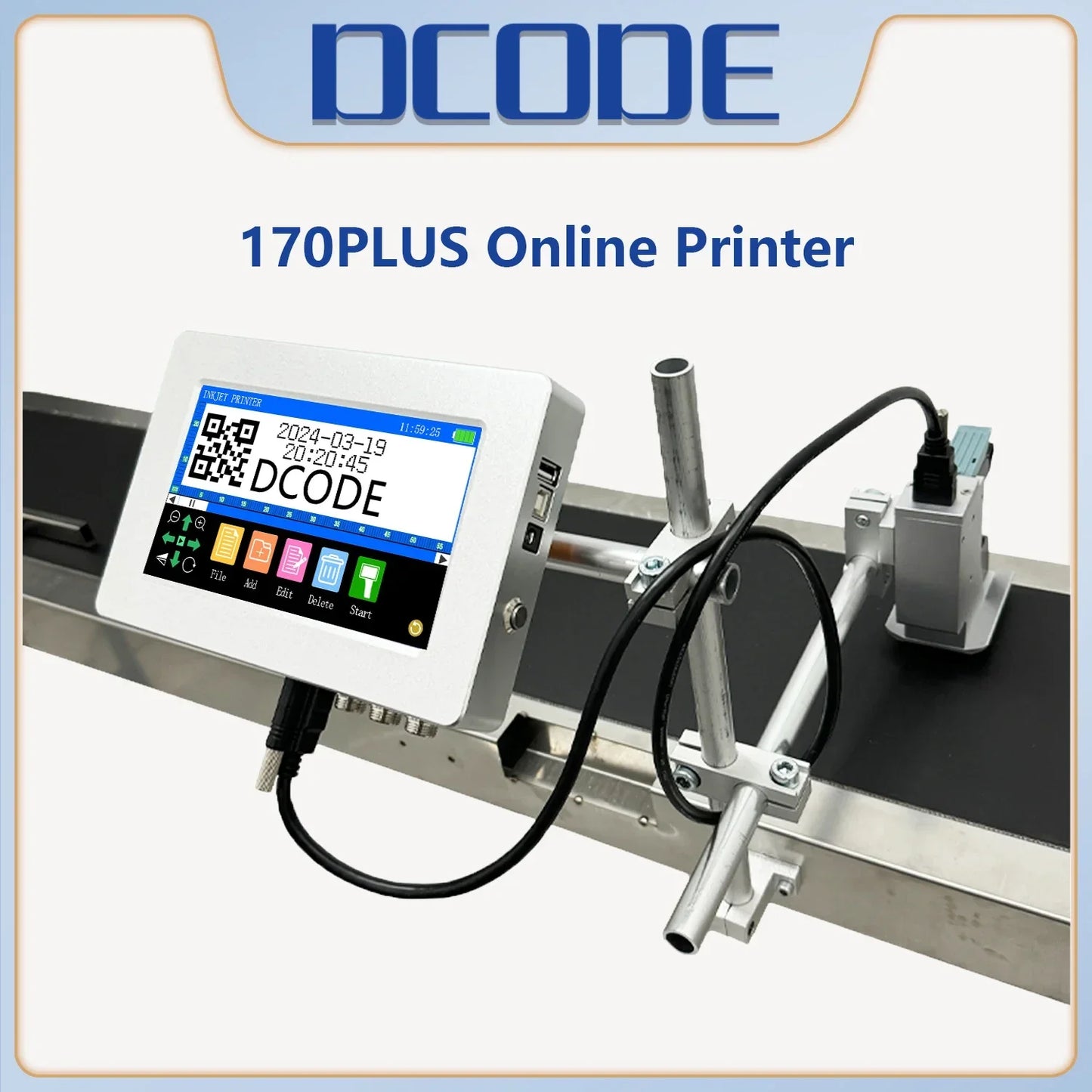 DCODE 170PLUS 12.7/25.4mm TIJ Industrial Online Thermal Inkjet Printer Text QR Barcode Batch Number Logo Date Label Printer