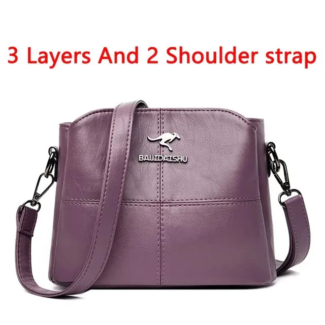 Casual Women Handbag Soft Leather Shoulder Crossbody Bags for Women 2024 New Fashion Print Ladies Messenger Tote Bag Sac A Main