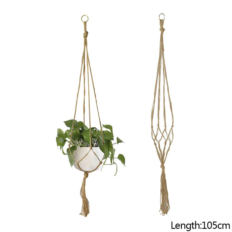 1Pcs Handmade Flower/Pot Hanging Baskets Macrame Plant Hanger Flowerpot Holder Net For Wall Decoration Countyard Garden Supplies