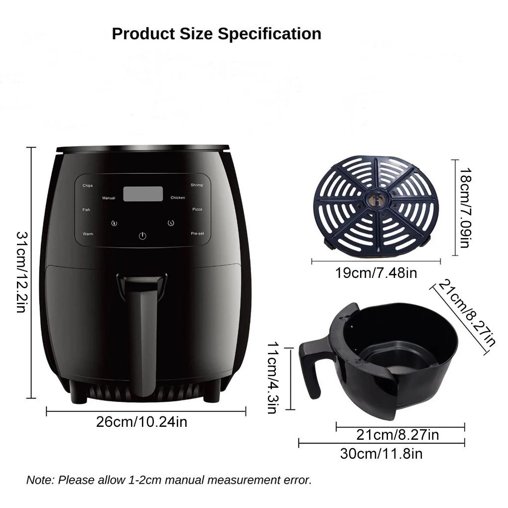 6L Electric Air fryer Multi-functional Intelligent Touch Screen Oven Large Capacity Mechanical Deep Fryer For Home Airfryer