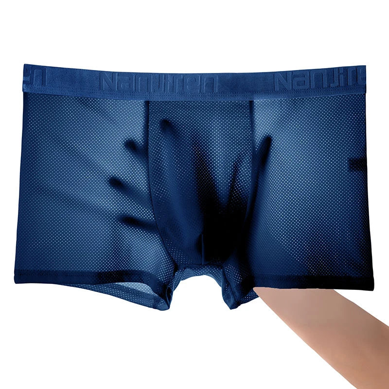 4pcs Ice Silk Mesh Boxer Shorts Men's Underwear Cool Underpant Breathable Sexy Slim Panties Bamboo Lingerie Wholesale Lots L-6XL