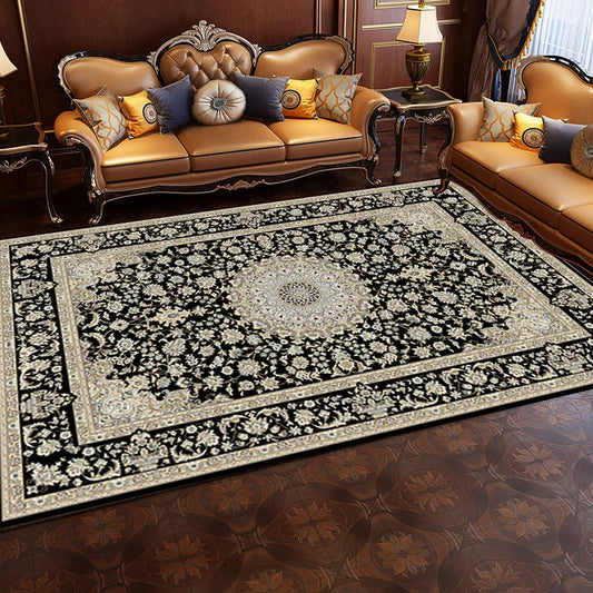 VIKAMA Bohemian Home Crystal Velvet Carpet Vintage Living Room Sofa Dirt Resistant Non-Slip Mat Bedroom Decoration Carpet