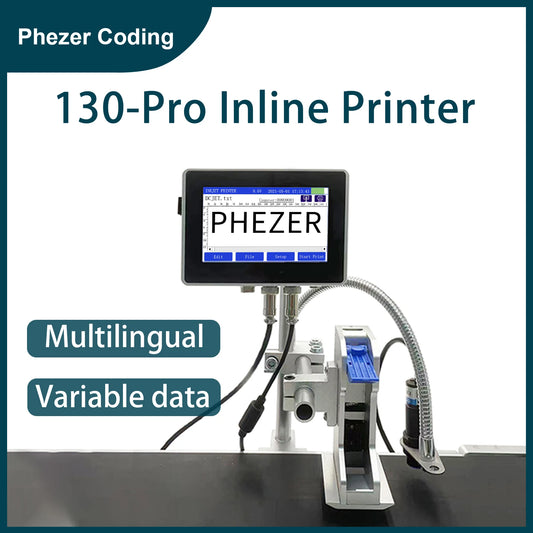 Phezer for HP P130Pro 12.7/25.4mm Ink Cartridge Label Printer Online Inkjet Printer QR Strip Number Number Logo Expiration Date