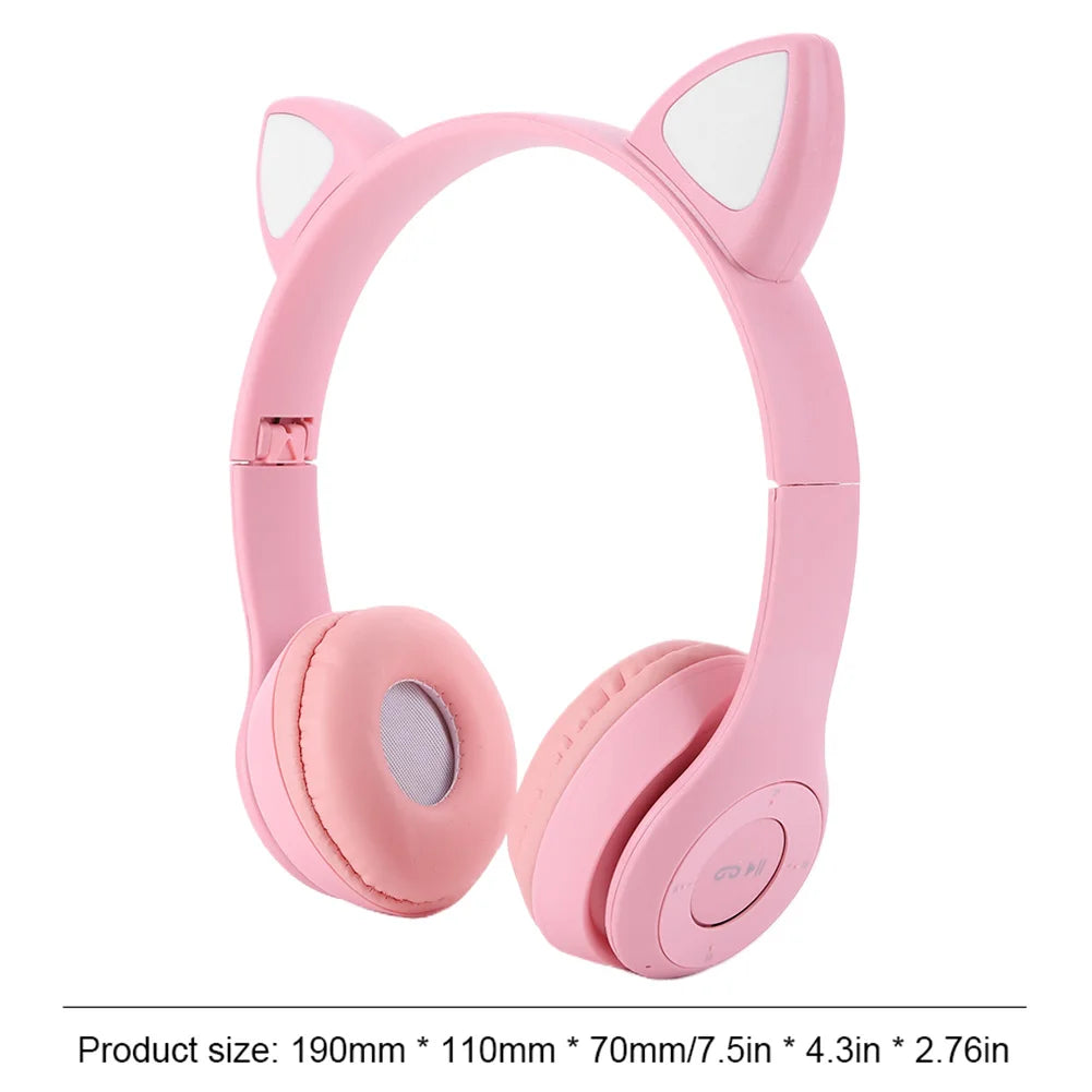 Flash Light Cat Ear Earphone Voice Control Bluetooth-Compatible Cute Cat Ears Wireless Headphone Kids Girls Stereo Music Headset