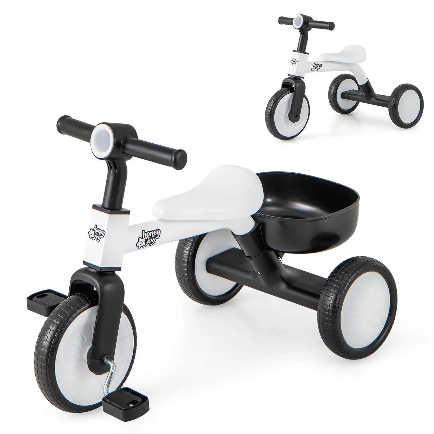 2-In-1 Kids Tricycle Auxiliary Balance Bike w/Detachable Pedals Toddler Tricycle