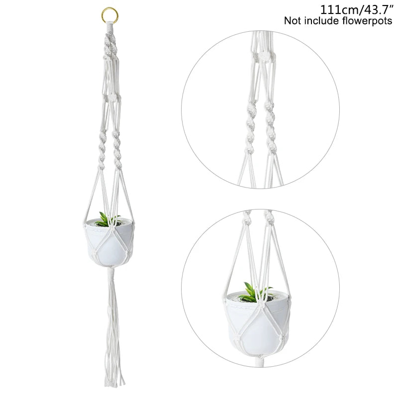 1Pcs Handmade Flower/Pot Hanging Baskets Macrame Plant Hanger Flowerpot Holder Net For Wall Decoration Countyard Garden Supplies