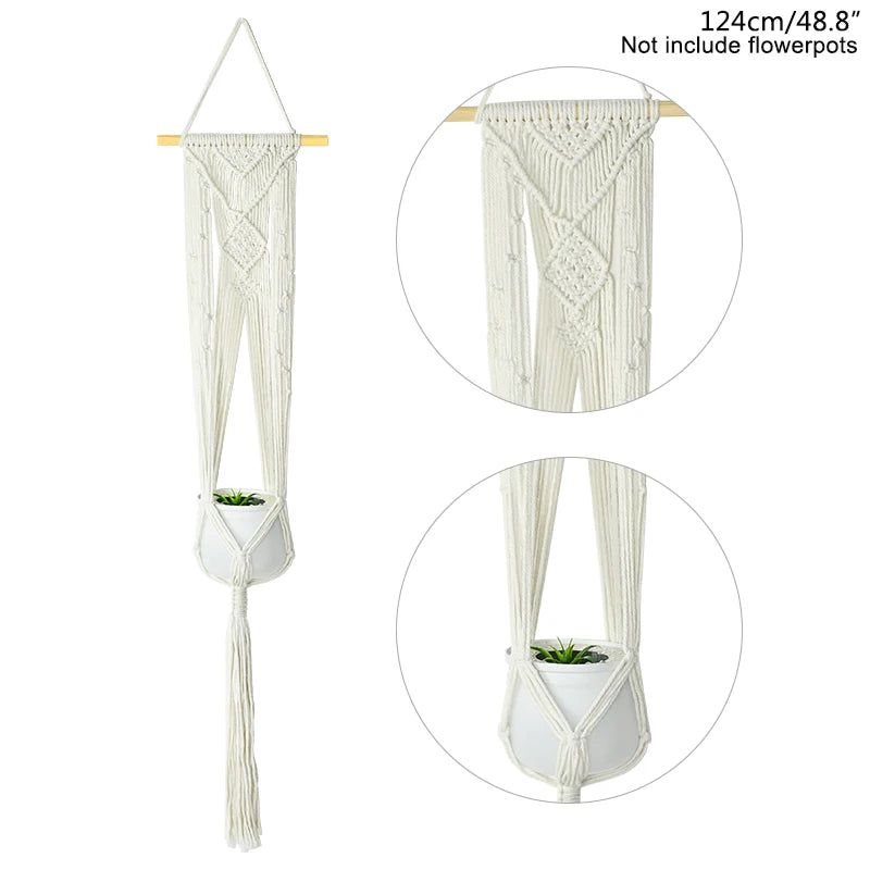 1Pcs Handmade Flower/Pot Hanging Baskets Macrame Plant Hanger Flowerpot Holder Net For Wall Decoration Countyard Garden Supplies