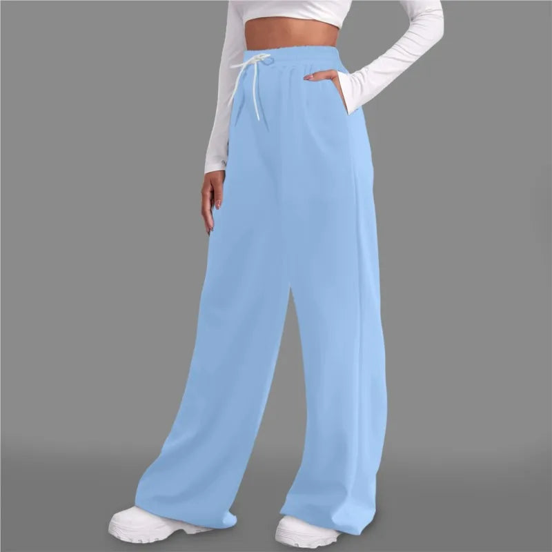 New Women Harajuku Wide Leg Pants Streetwear White Track Pants Women