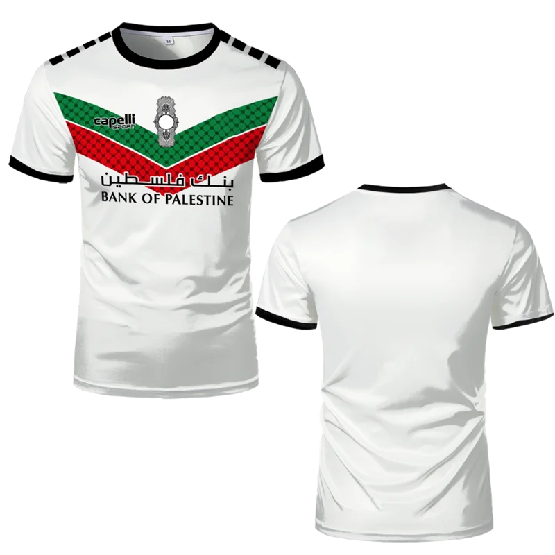 Fashion Palestine Flag Football Jersey Summer Trend Crew Neck 3D National Emblem Printed Sports T Shirt Casual Uniex Loose Tees