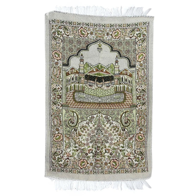 HOLAROOM Muslim Carpet Blanket Prayer Rug Tapete with Tassel Islamic Mat Thin Small Blanket Portable Lap Rugs Home Decoration