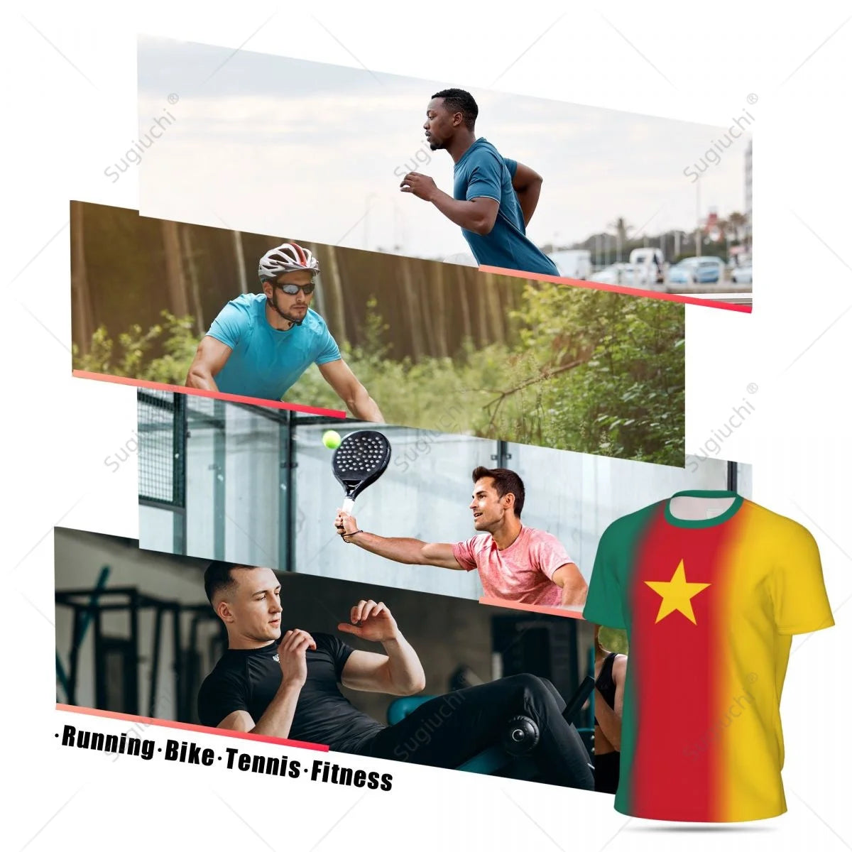 Sports Mesh T-shirt Cameroon Flag For Running Bike Soccer Tennis Football Fitness Tees 3D Printed Custom