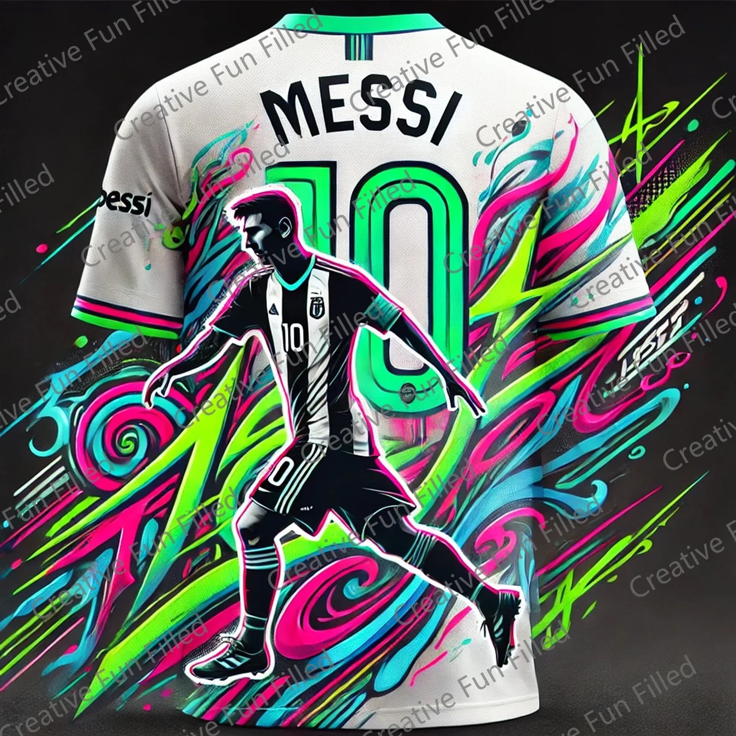 CHATGPT Street Graffiti Soccer Jersey for Kids and Adults, Special MESSI 10, Summer Tee, Intelligent Design Edition, New Kit shirt foot pas cher