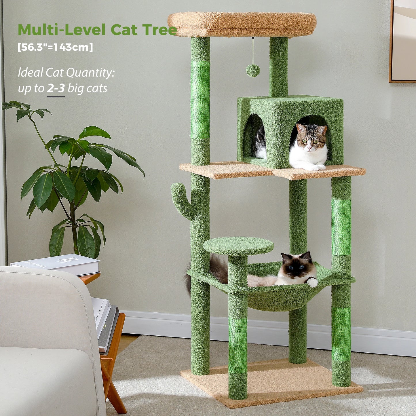 Luxury Cat Tree House Tower with Cabinet Solid Wood Cat Tree Posting Toy Multi-Level Kitten Cat Condo rascador gato arbre à chat