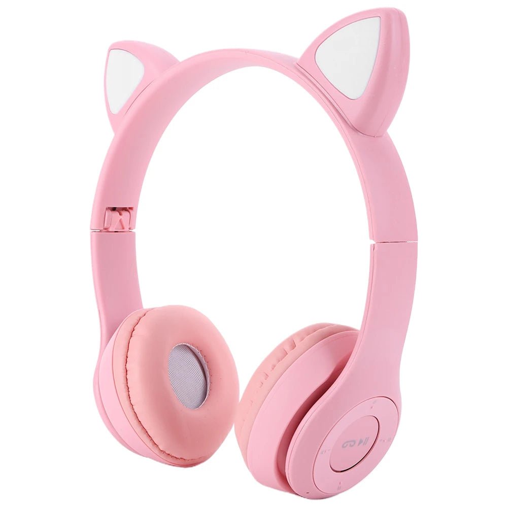 Flash Light Cat Ear Earphone Voice Control Bluetooth-Compatible Cute Cat Ears Wireless Headphone Kids Girls Stereo Music Headset