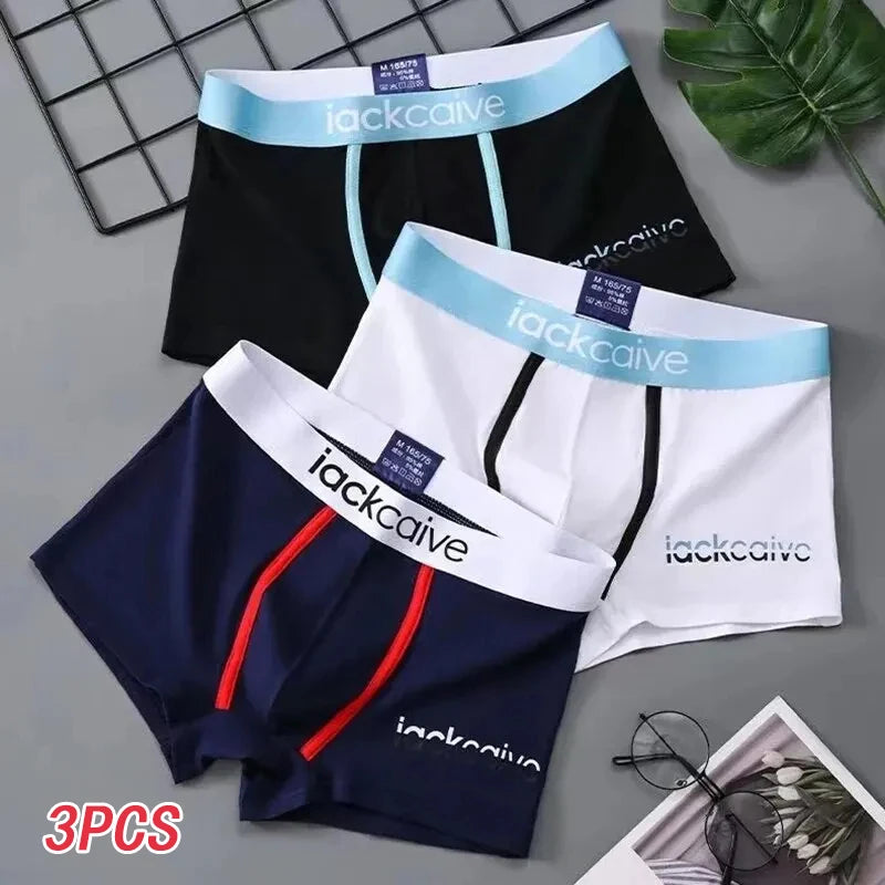 3Pc Men's Underwear Boxers Cotton Underpants Male Sexy Panties Breathable Comfortable Man Boxer Shorts Printed U Convex Lingerie