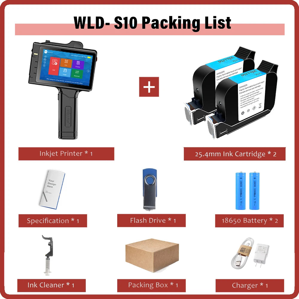 Willita 25.4mm Portable Handheld Inkjet Printer Fast Ship Expire Date Serial Number Barcode Qr Code Logo Coding Machine