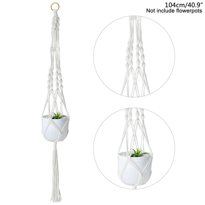 1Pcs Handmade Flower/Pot Hanging Baskets Macrame Plant Hanger Flowerpot Holder Net For Wall Decoration Countyard Garden Supplies